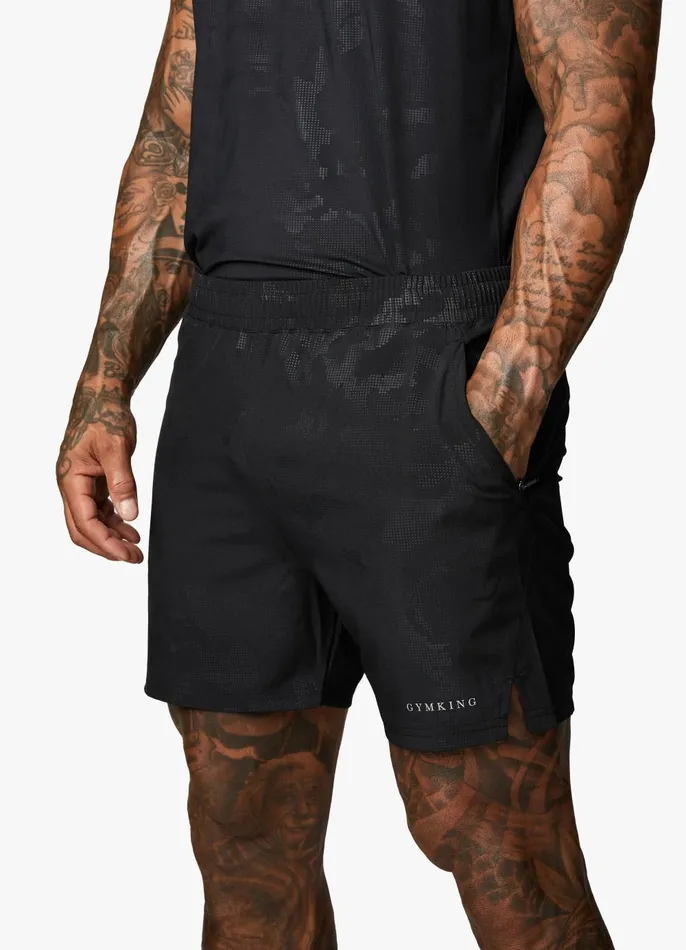 Gym King Gymwear Men Debossed Camo Short 5034 8211 Black