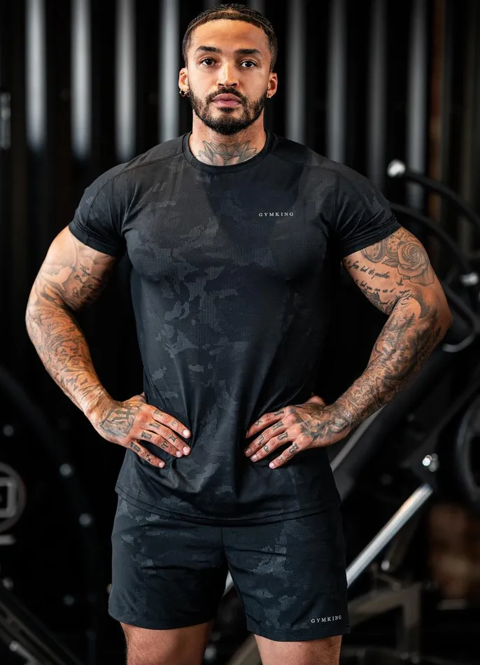 Gym King Gymwear Men Debossed Camo Short 5034 8211 Black