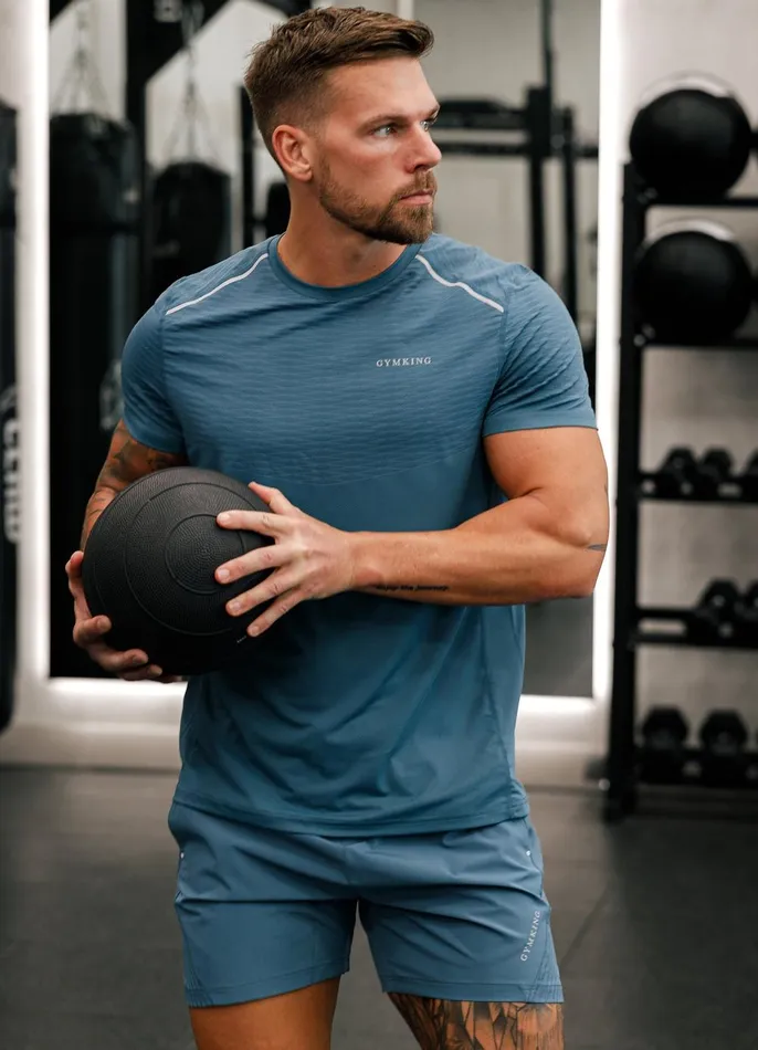 Gym King Gymwear Men Divergent Tee 8211 Lake Blue