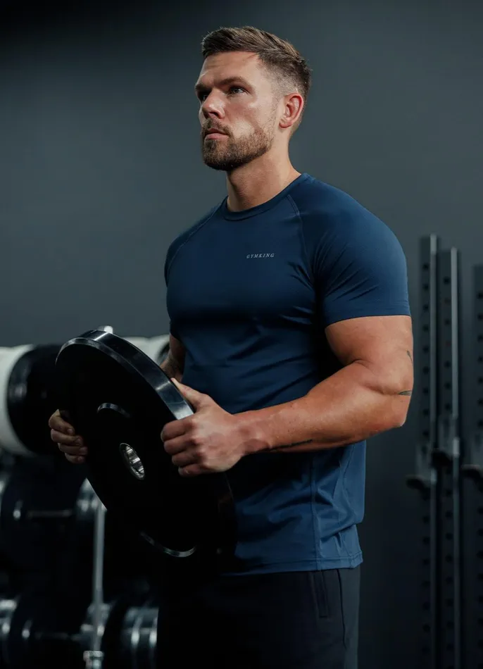 Gym King Gymwear Men Energy Linear Tee 8211 Navy