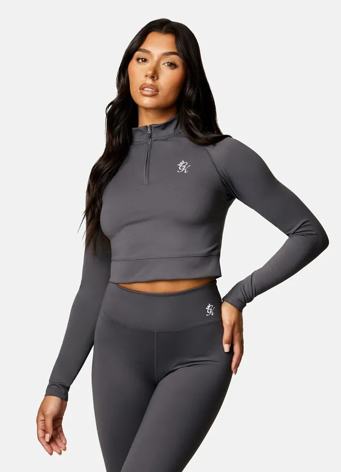 Gym King Gymwear Women 14 Zip Funnel 8211 Dark GreySilver