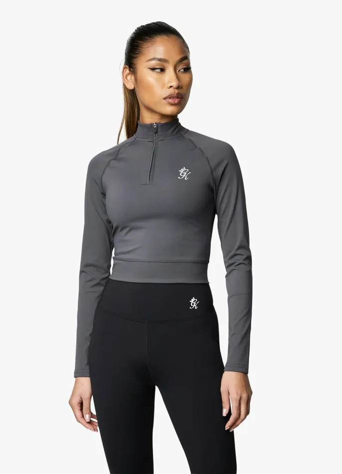 Gym King Gymwear Women 14 Zip Funnel 8211 Dark GreySilver
