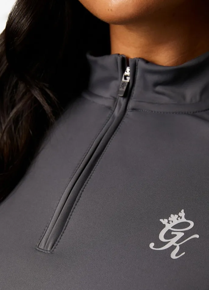 Gym King Gymwear Women 14 Zip Funnel 8211 Dark GreySilver