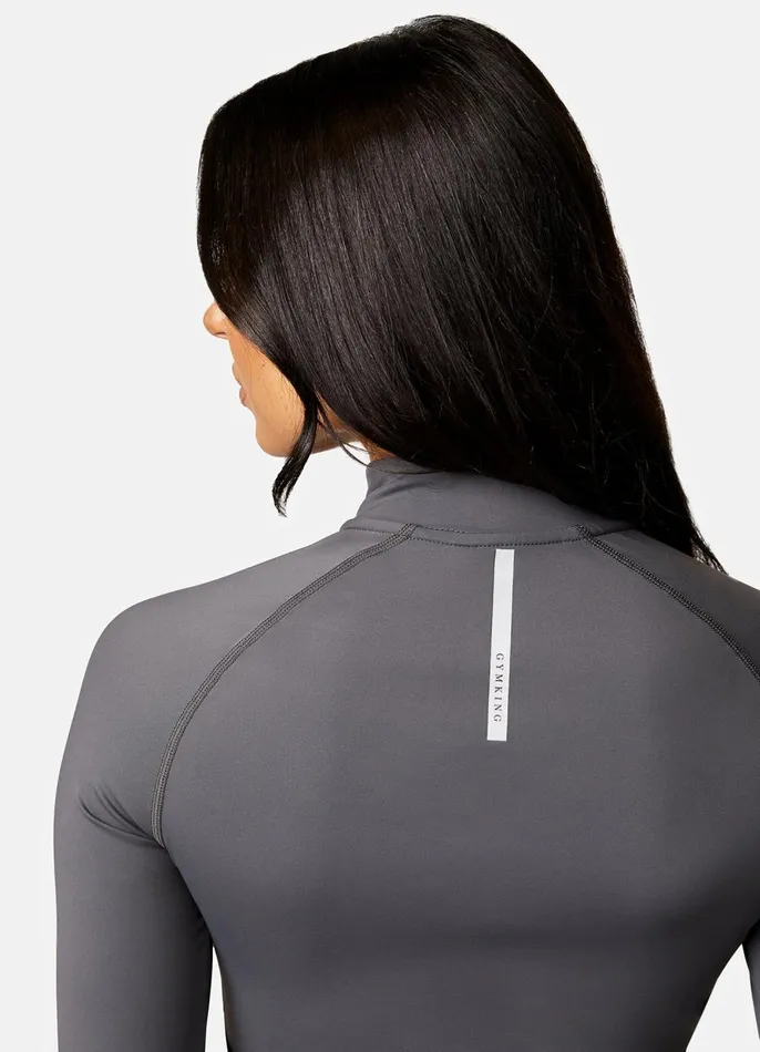 Gym King Gymwear Women 14 Zip Funnel 8211 Dark GreySilver