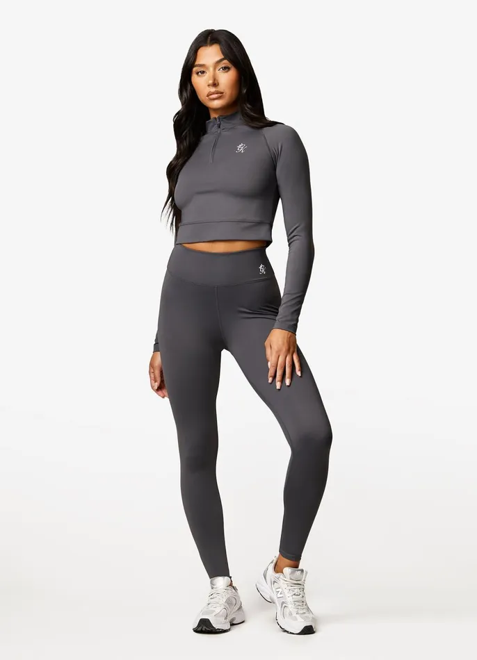 Gym King Gymwear Women 14 Zip Funnel 8211 Dark GreySilver