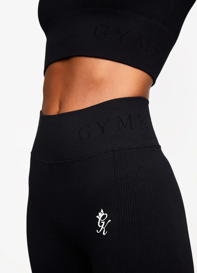 Gym King Gymwear Women Formation Rib Long Sleeve Crop Tee 8211 Black