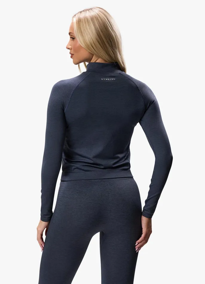 Gym King Gymwear Women Results 20 Seamless Full Zip Funnel 8211 Midnight Blue