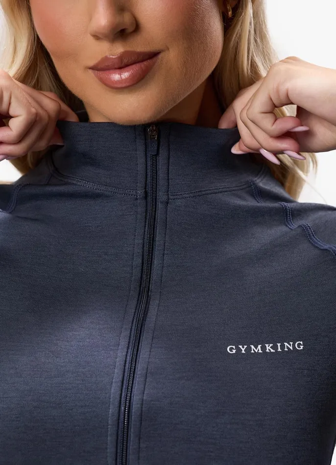 Gym King Gymwear Women Results 20 Seamless Full Zip Funnel 8211 Midnight Blue