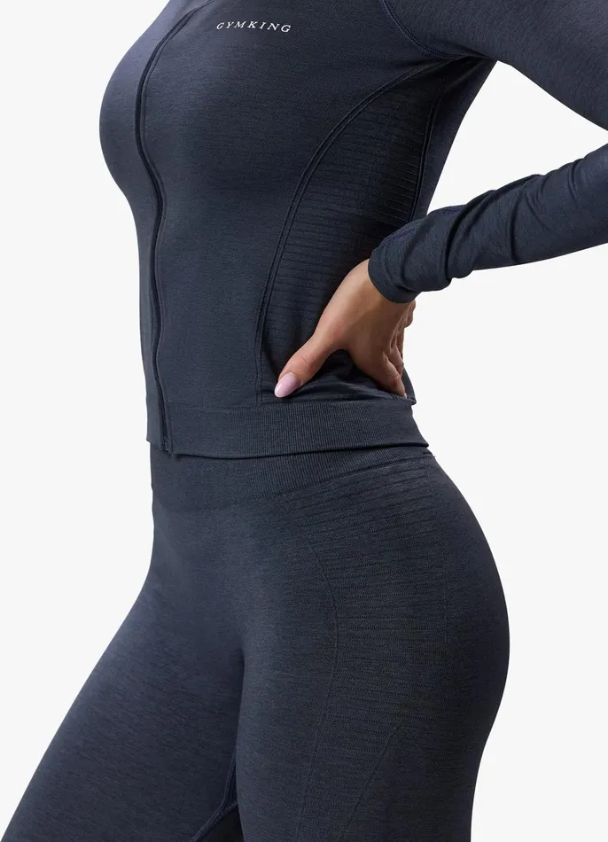 Gym King Gymwear Women Results 20 Seamless Full Zip Funnel 8211 Midnight Blue