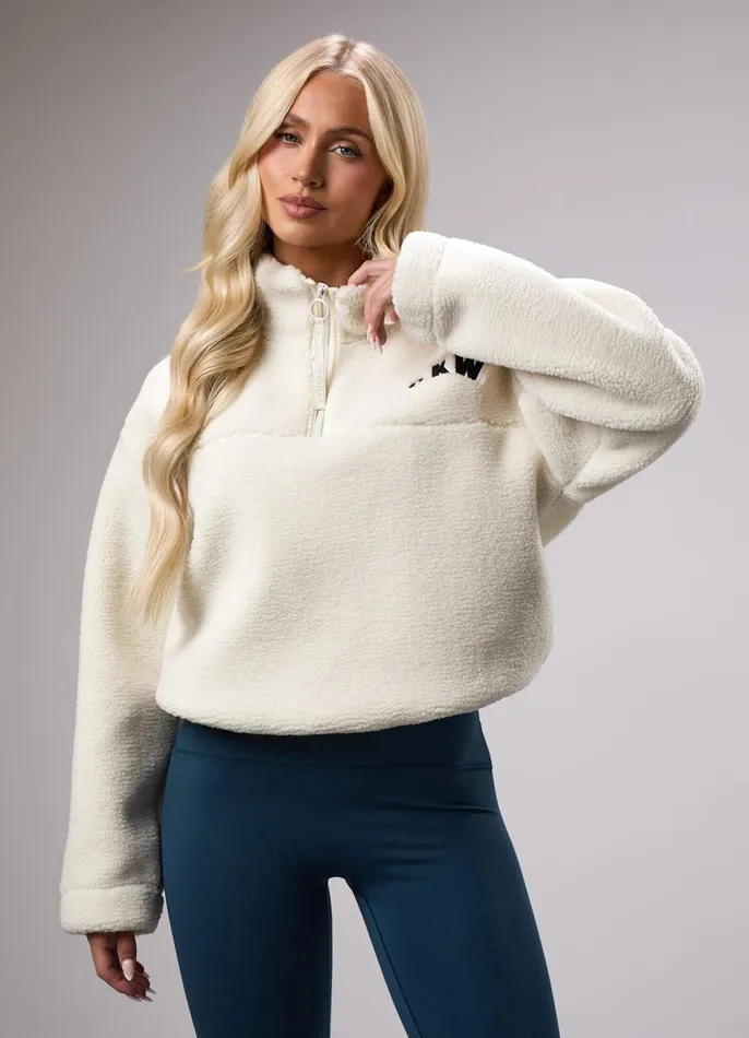 Gym King Outerwear Women GKW Sports Luxe 14 Zip Fleece 8211 Cream