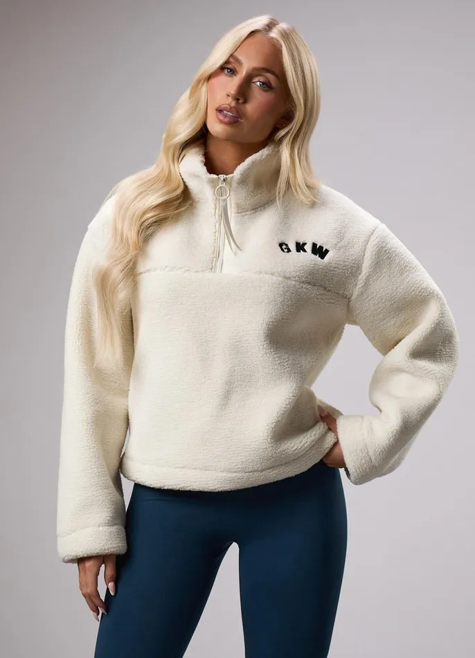 Gym King Outerwear Women GKW Sports Luxe 14 Zip Fleece 8211 Cream
