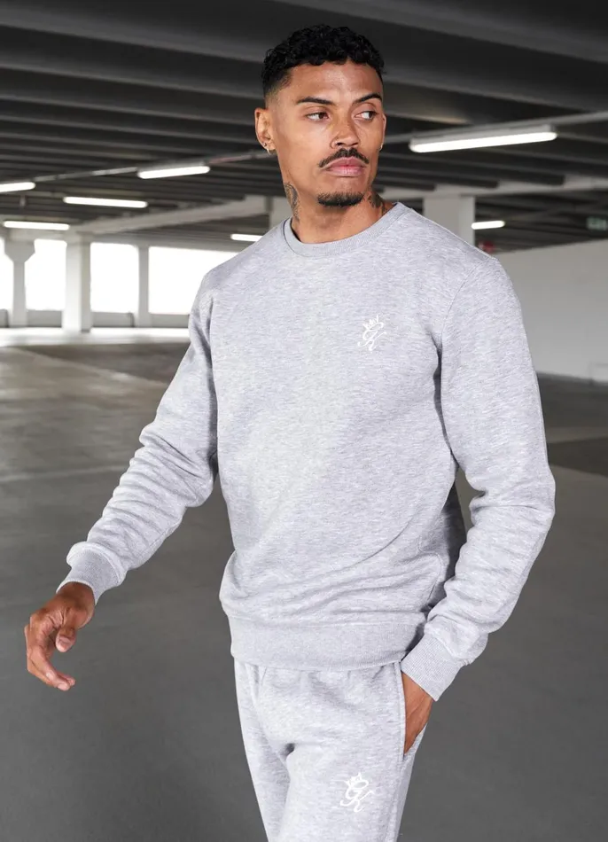 Gym King Sweatshirts and Hoodies Men Fundamental Fleece Sweatshirt 8211 Grey Marl