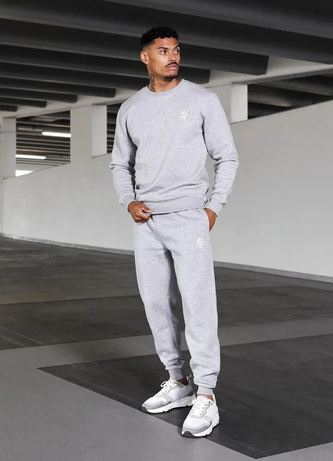 Gym King Sweatshirts and Hoodies Men Fundamental Fleece Sweatshirt 8211 Grey Marl