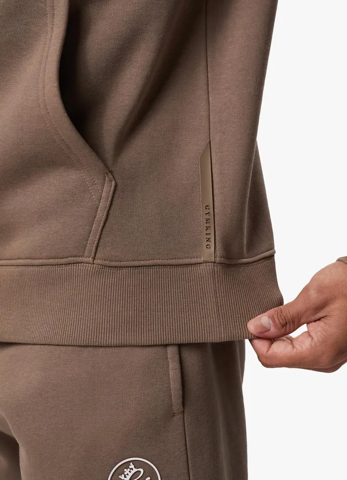 Gym King Sweatshirts and Hoodies Men Pro Logo Fleece Hood 8211 Dark Taupe