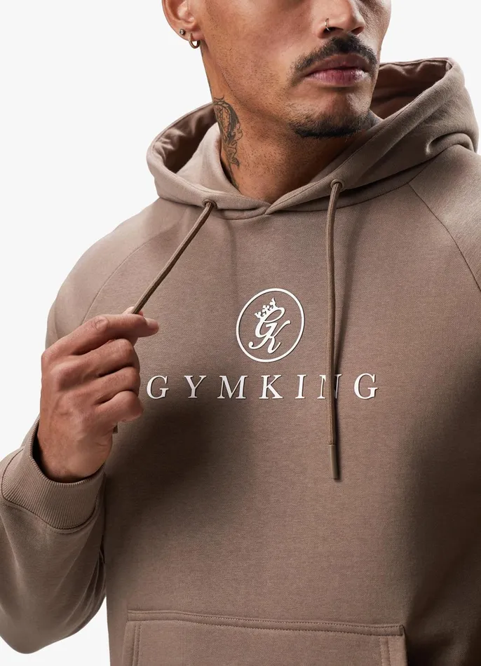 Gym King Sweatshirts and Hoodies Men Pro Logo Fleece Hood 8211 Dark Taupe