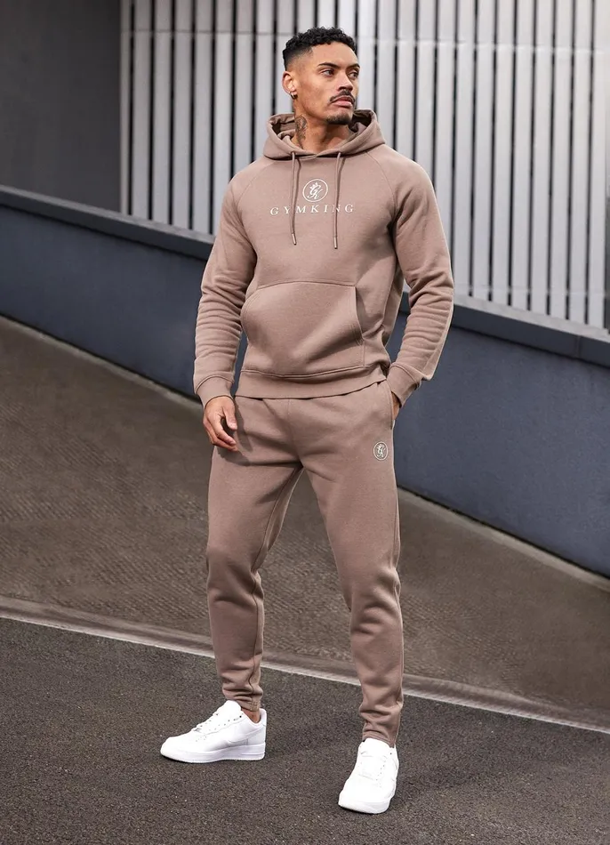 Gym King Sweatshirts and Hoodies Men Pro Logo Fleece Hood 8211 Dark Taupe