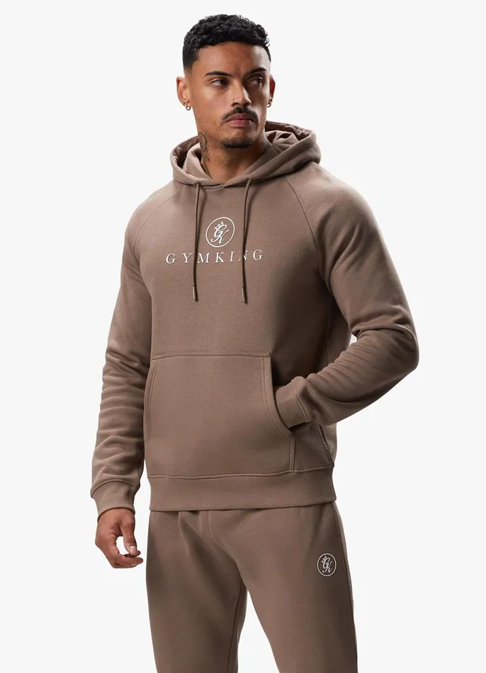 Gym King Sweatshirts and Hoodies Men Pro Logo Fleece Hood 8211 Dark Taupe