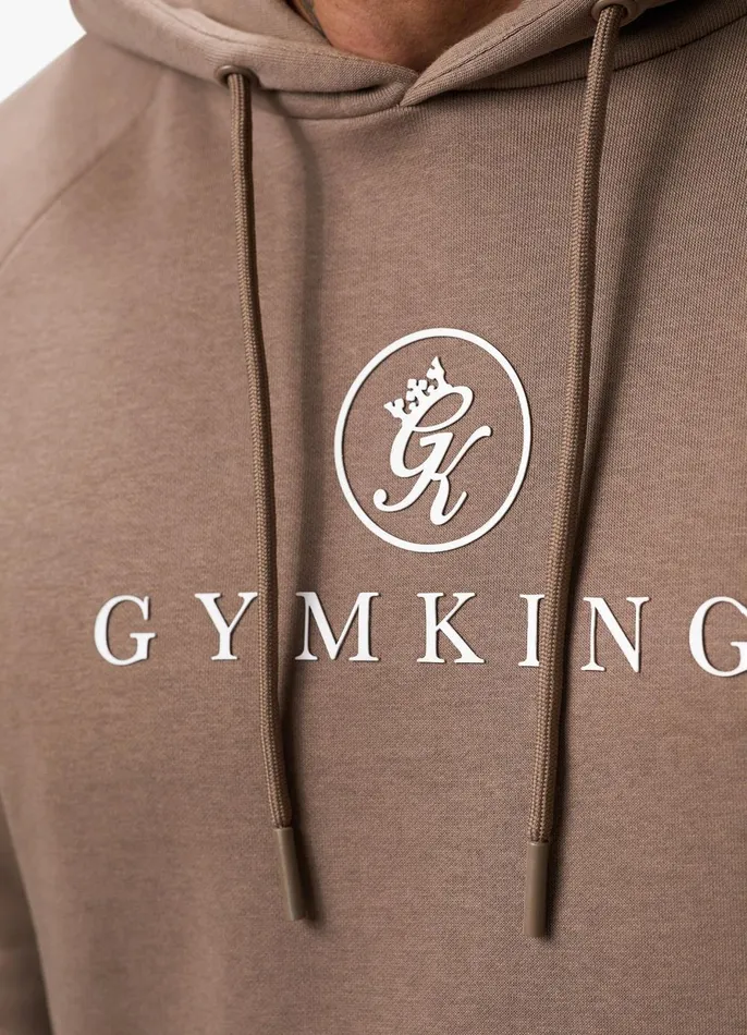 Gym King Sweatshirts and Hoodies Men Pro Logo Fleece Hood 8211 Dark Taupe