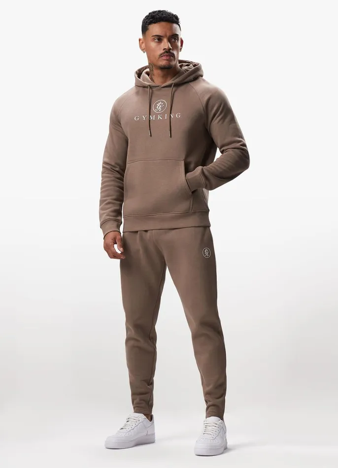 Gym King Sweatshirts and Hoodies Men Pro Logo Fleece Hood 8211 Dark Taupe