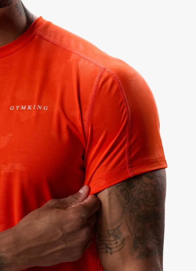 Gym King TShirts Men Debossed Camo Tee 8211 Flame Orange