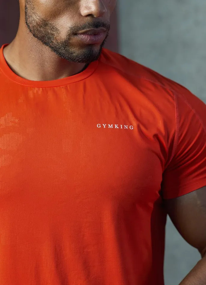 Gym King TShirts Men Debossed Camo Tee 8211 Flame Orange