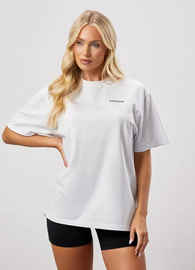 Gym King Tops and TShirts Women 365 Boyfriend Jersey Tee 8211 White