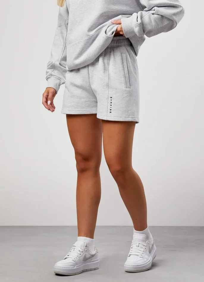 Gym King Tracksuits Women GKW Relaxed Fit Hoodie and Shorts 8211 Snow Marl