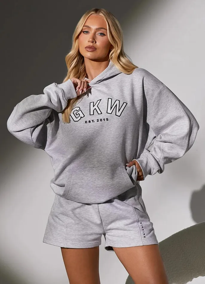 Gym King Tracksuits Women GKW Relaxed Fit Hoodie and Shorts 8211 Snow Marl