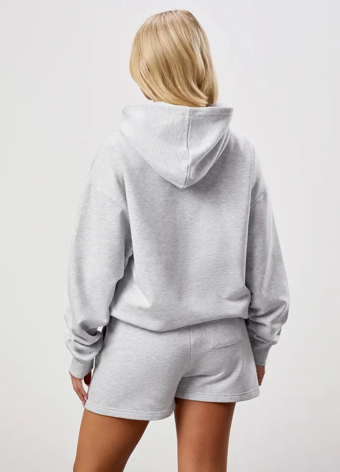 Gym King Tracksuits Women GKW Relaxed Fit Hoodie and Shorts 8211 Snow Marl