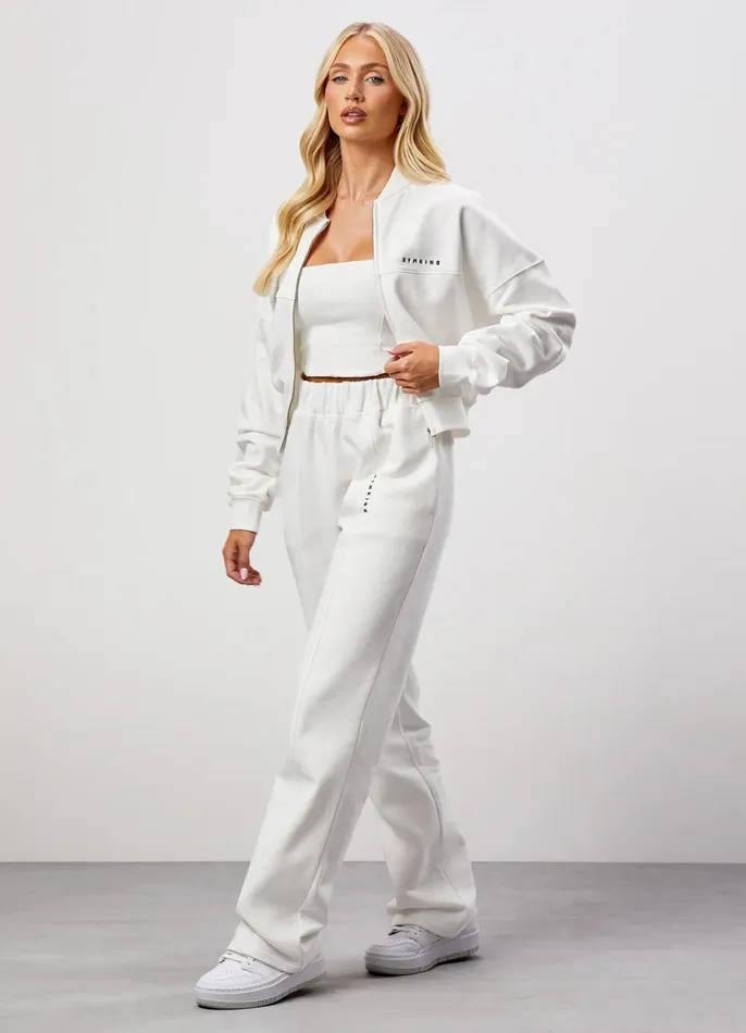 Gym King Tracksuits Women GKW Seam Detail Bomber Jacket and Jogger 8211 Cream