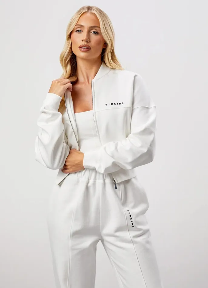 Gym King Tracksuits Women GKW Seam Detail Bomber Jacket and Jogger 8211 Cream