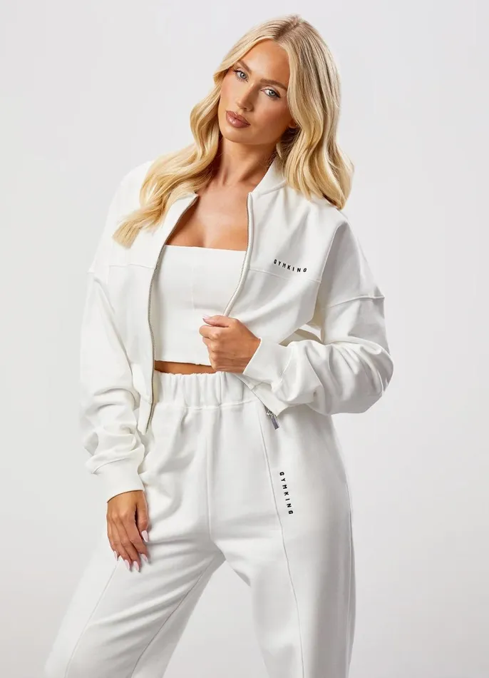 Gym King Tracksuits Women GKW Seam Detail Bomber Jacket and Jogger 8211 Cream