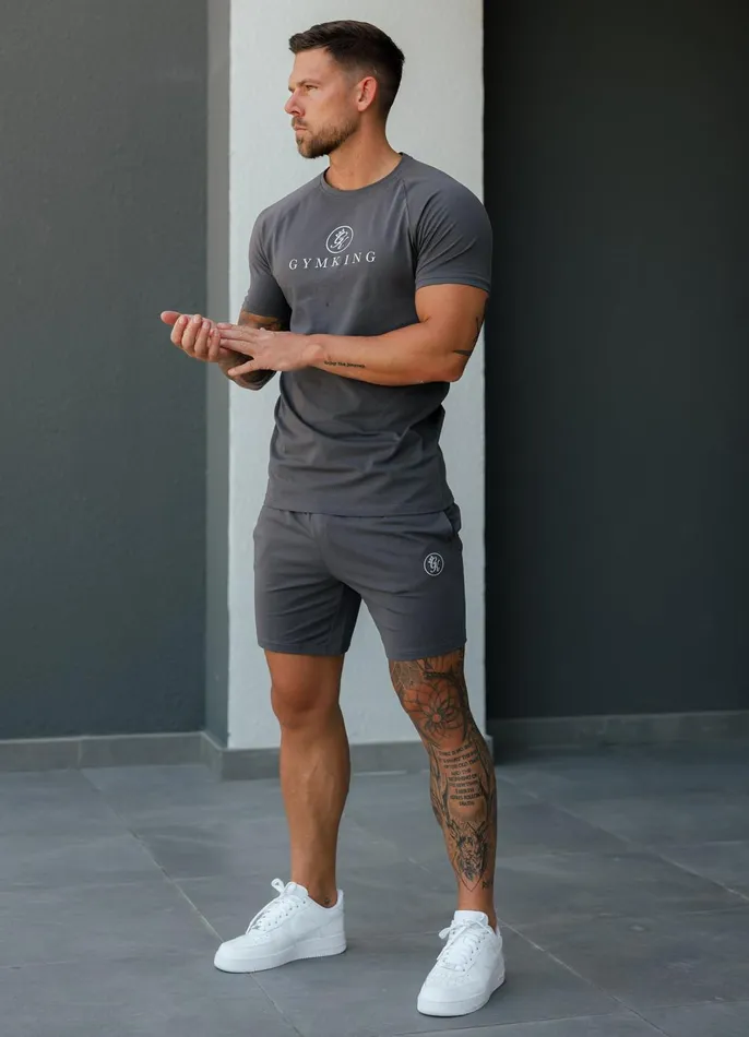 Gym King Twin Sets Men Pro Logo Jersey Short 8211 Graphite