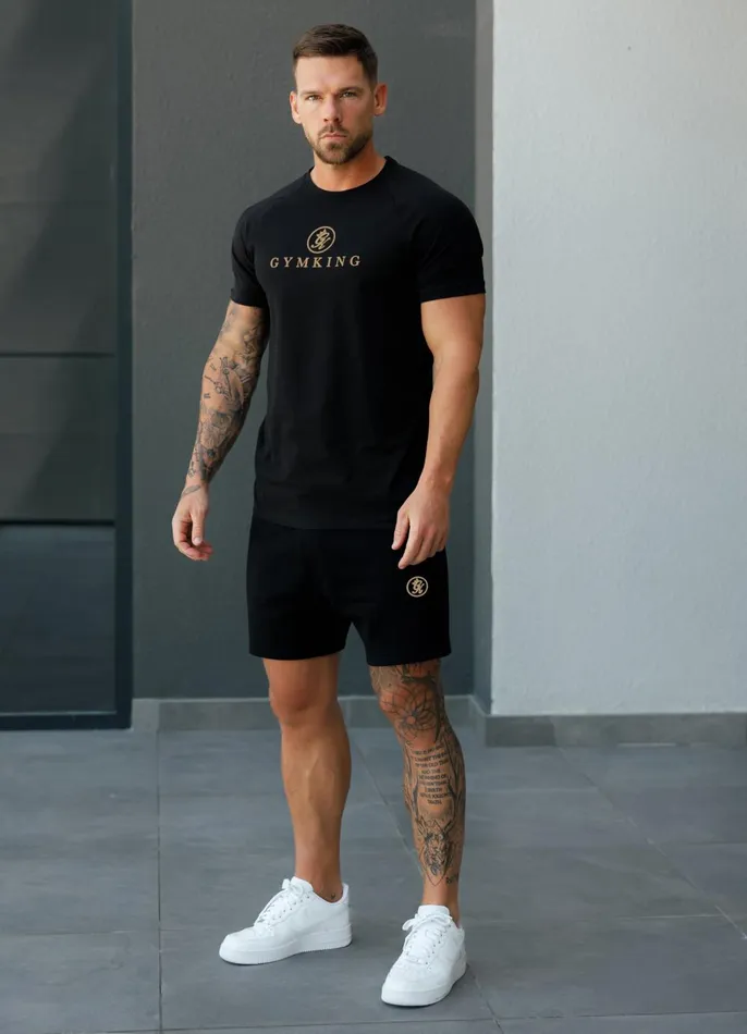 Gym King Twin Sets Men Pro Logo Jersey Tee 8211 BlackGold