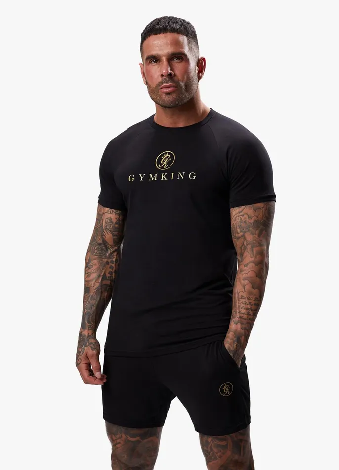 Gym King Twin Sets Men Pro Logo Jersey Tee 8211 BlackGold