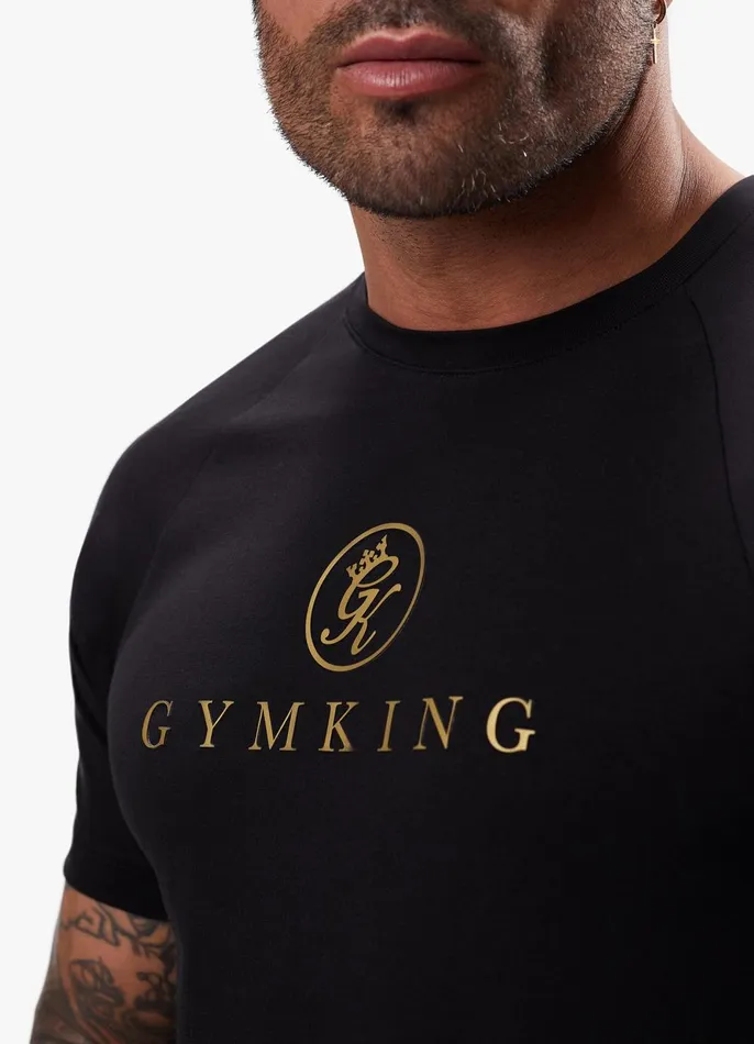 Gym King Twin Sets Men Pro Logo Jersey Tee 8211 BlackGold