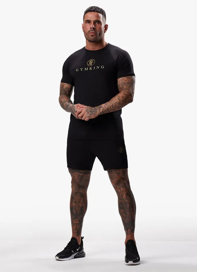 Gym King Twin Sets Men Pro Logo Jersey Tee 8211 BlackGold