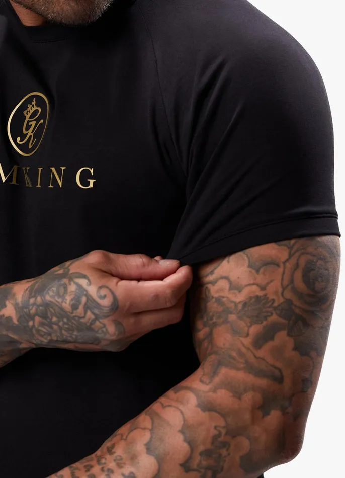 Gym King Twin Sets Men Pro Logo Jersey Tee 8211 BlackGold