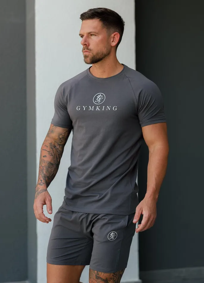 Gym King Twin Sets Men Pro Logo Jersey Tee 8211 Graphite