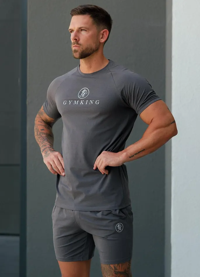 Gym King Twin Sets Men Pro Logo Jersey Tee 8211 Graphite