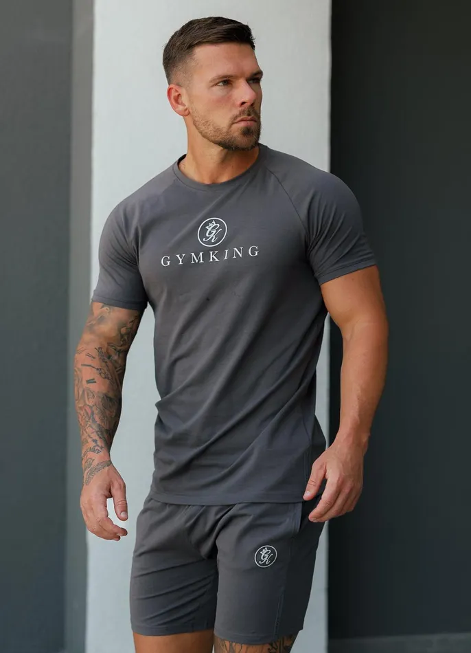 Gym King Twin Sets Men Pro Logo Jersey Tee 8211 Graphite