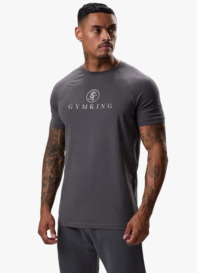 Gym King Twin Sets Men Pro Logo Jersey Tee 8211 Graphite