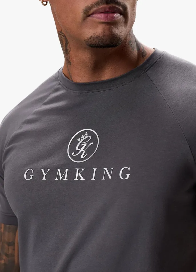Gym King Twin Sets Men Pro Logo Jersey Tee 8211 Graphite