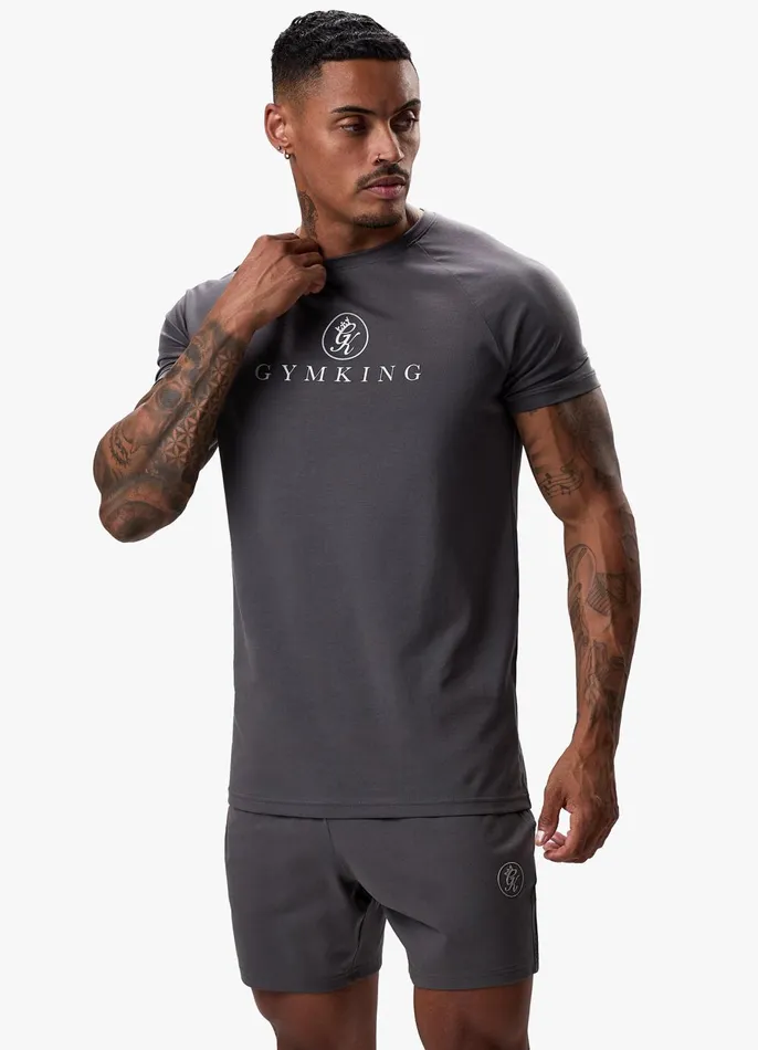 Gym King Twin Sets Men Pro Logo Jersey Tee 8211 Graphite