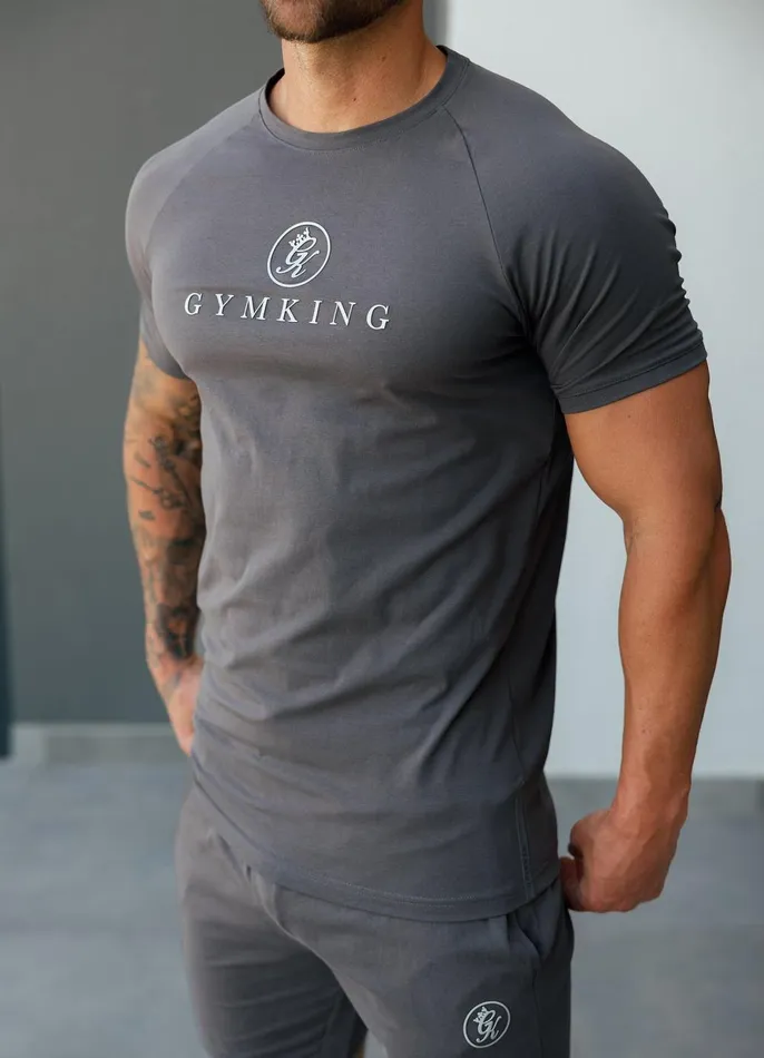 Gym King Twin Sets Men Pro Logo Jersey Tee 8211 Graphite