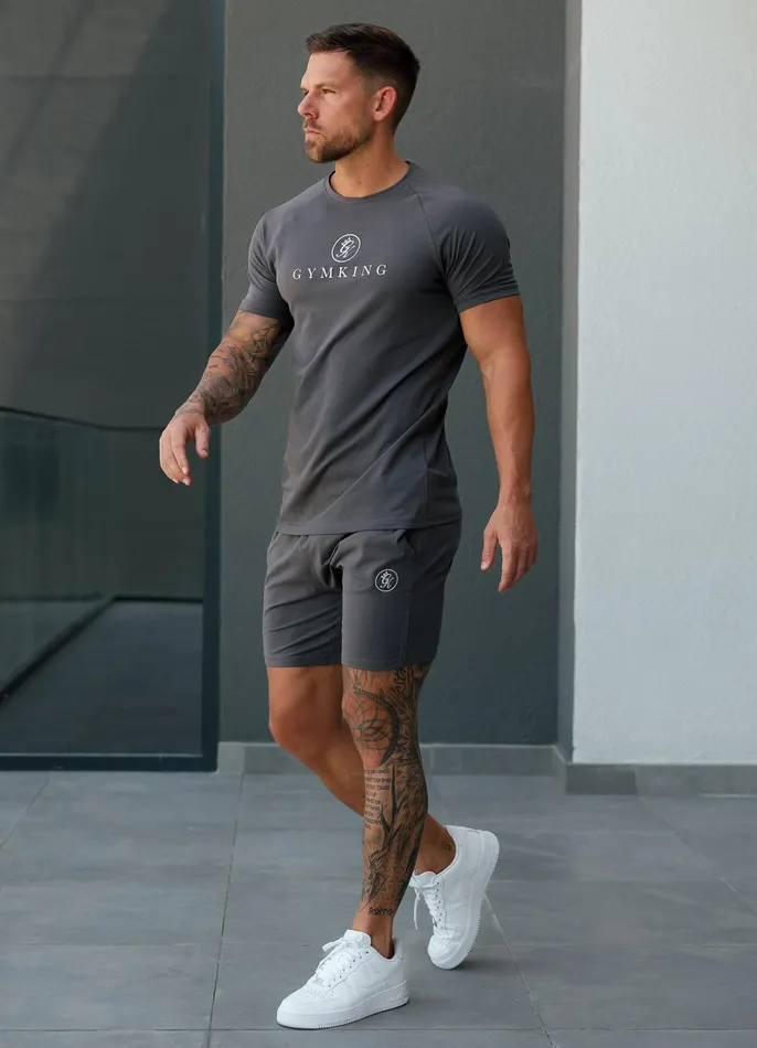 Gym King Twin Sets Men Pro Logo Jersey Tee 8211 Graphite