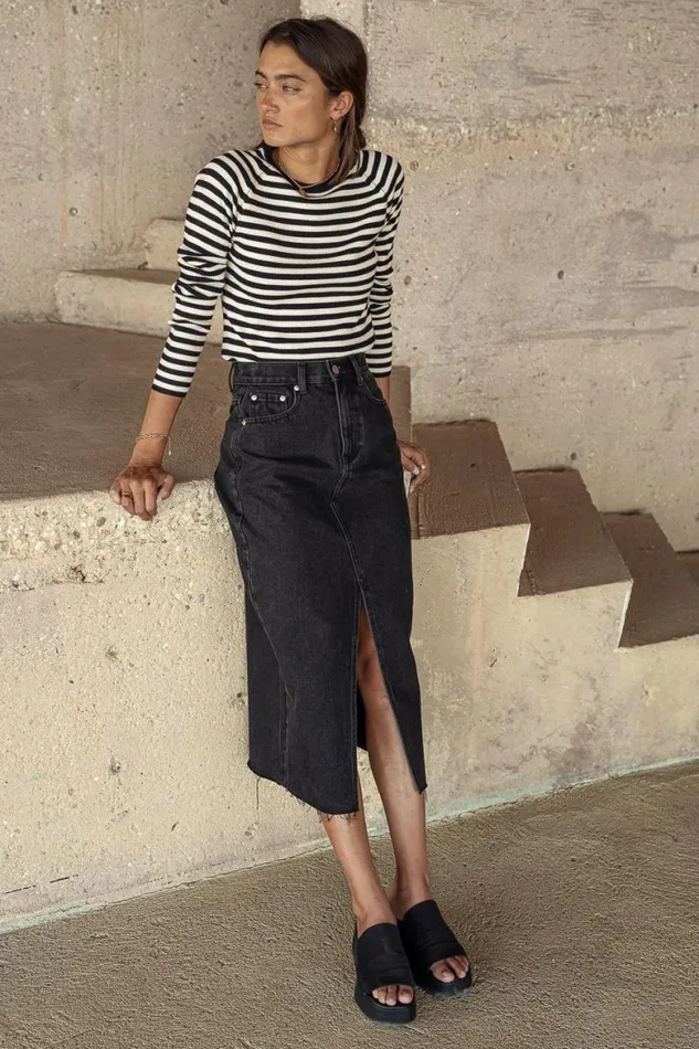 Harmony Denim Skirt Black Women Bohme Skirts