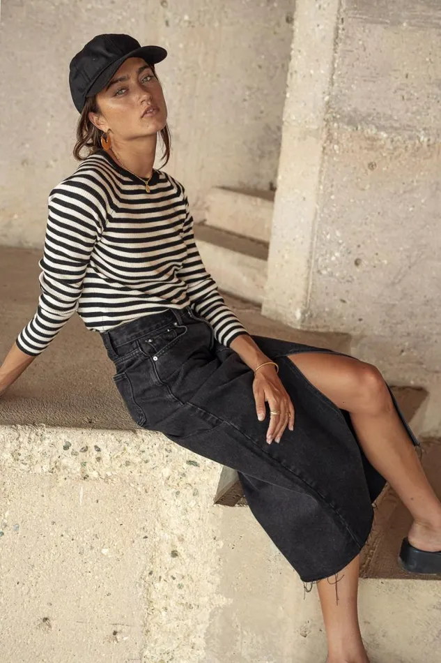 Harmony Denim Skirt Black Women Bohme Skirts