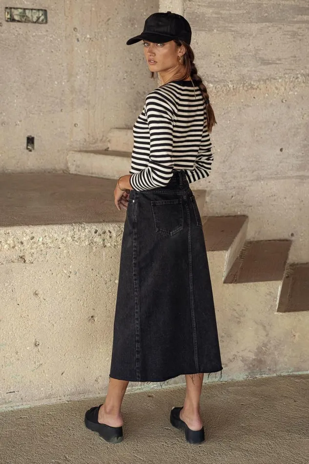 Harmony Denim Skirt Black Women Bohme Skirts