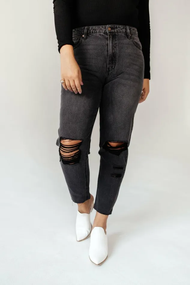 Harold Distressed Mom Jeans Black Women Bohme Denim